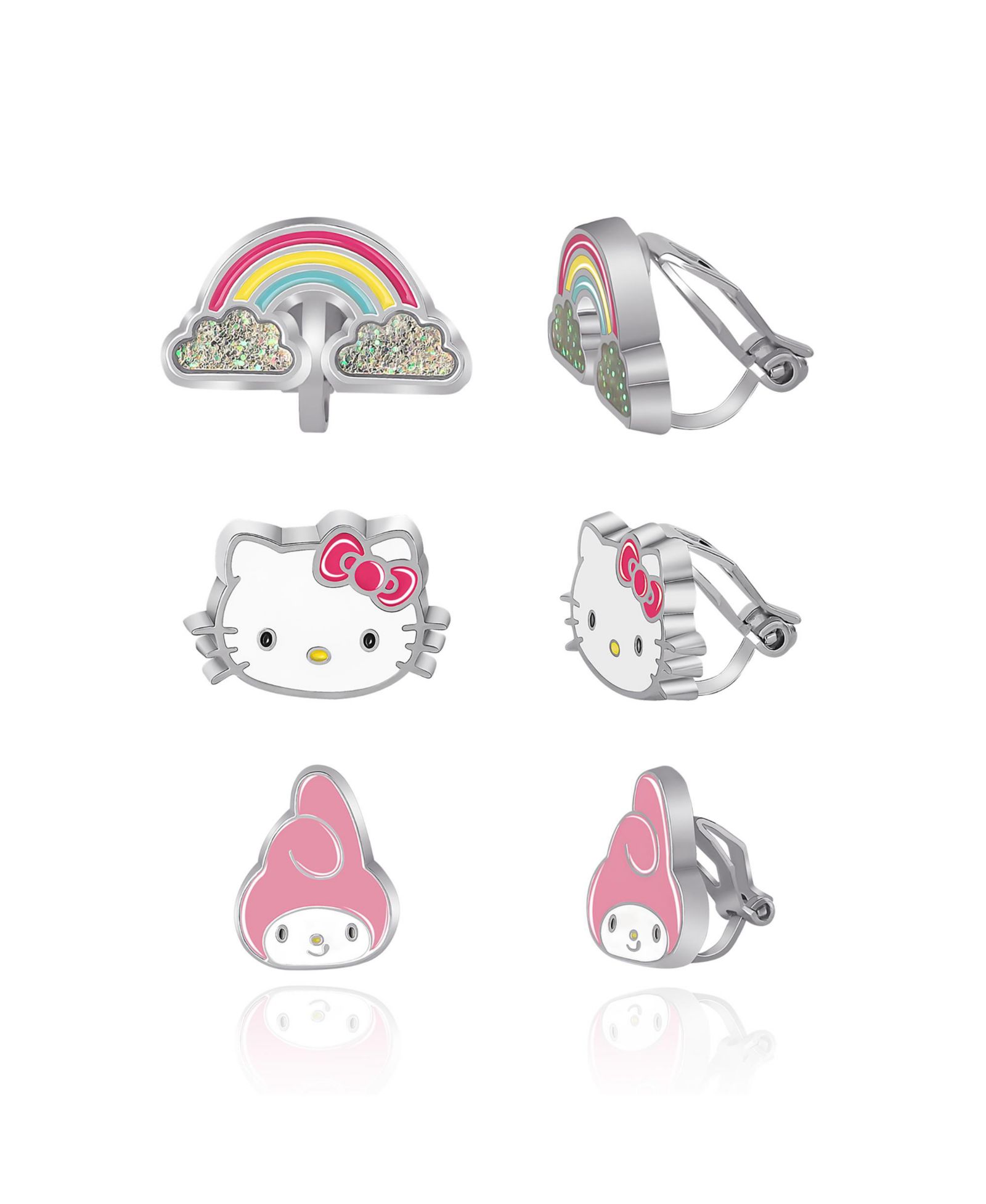 Sanrio Hello Kitty and Friends Clip On Earrings 3-Pack - Rainbow, My Melody and Hello Kitty Earrings…