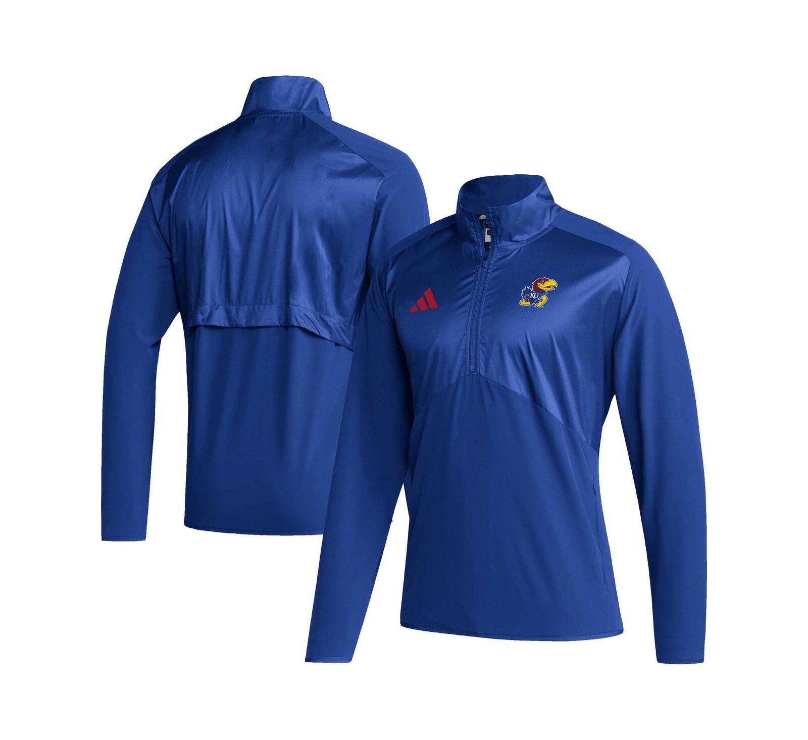 Мужская куртка adidas Royal Kansas Jayhawks Sideline AEROREADY Raglan Sleeve Quarter-Zip