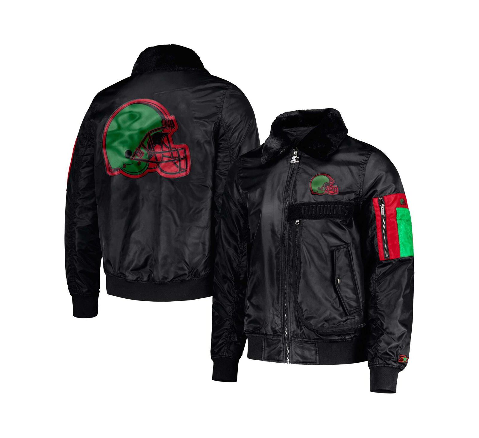 Men's Starter x Ty Mopkins Black Cleveland Browns Black History Month Satin Full-Zip Jacket