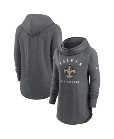 Nike Женское худи Raglan Funnel Neck с принтом New Orleans Saints цвета Heather Charcoal