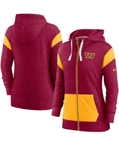 Женское легкое худи-молния Nike Burgundy Gold Washington Commanders Monaco