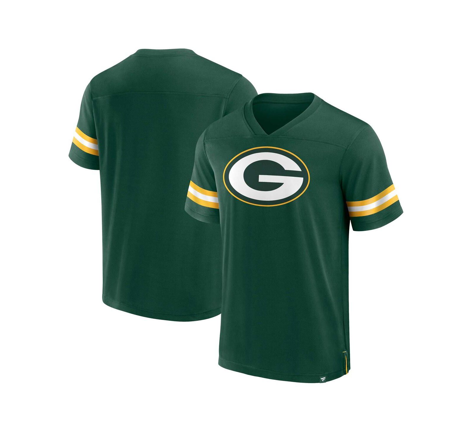 Мужская футболка Fanatics Green Green Bay Packers Jersey Tackle V-Neck