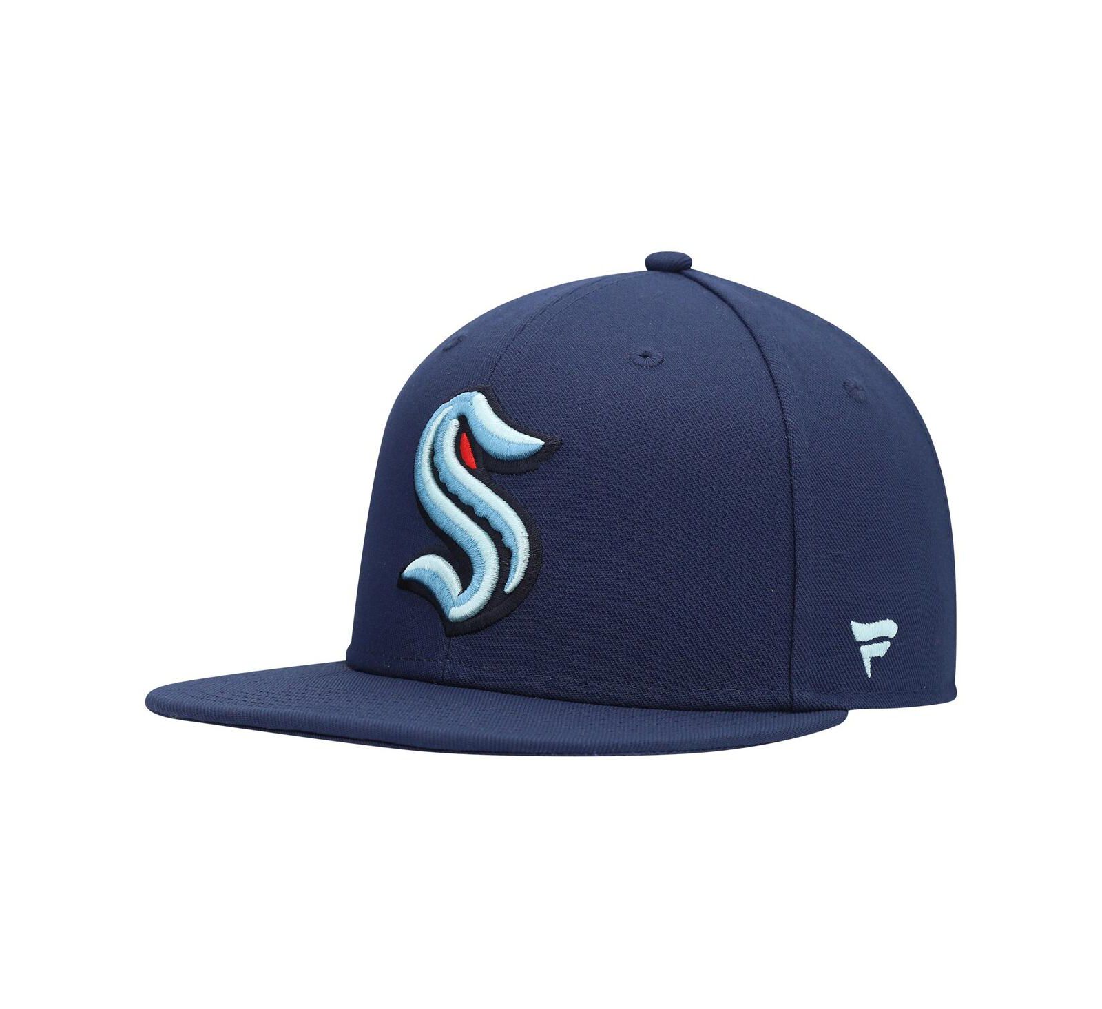 Мужская кепка Fanatics Deep Sea Blue Seattle Kraken Primary Team Logo Snapback