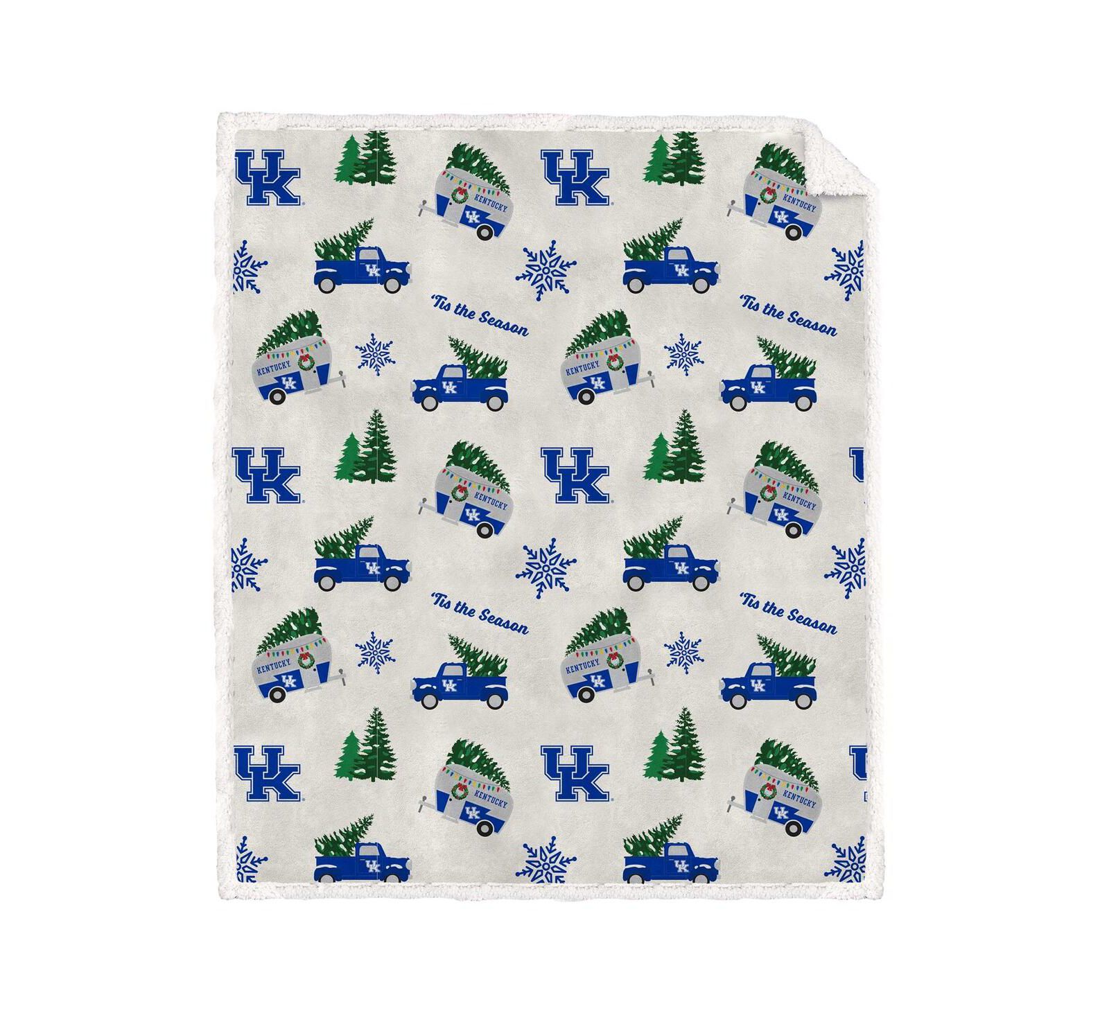 Pegasus Home Fashions Плед Sherpa Flannel Fleece Kentucky Wildcats Holiday 50" x 60"