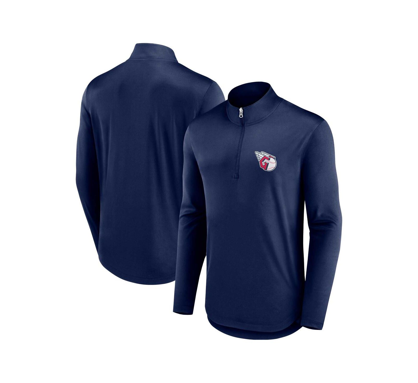 Мужская кофта Fanatics Navy Cleveland Guardians Quarterback Quarter-Zip Top