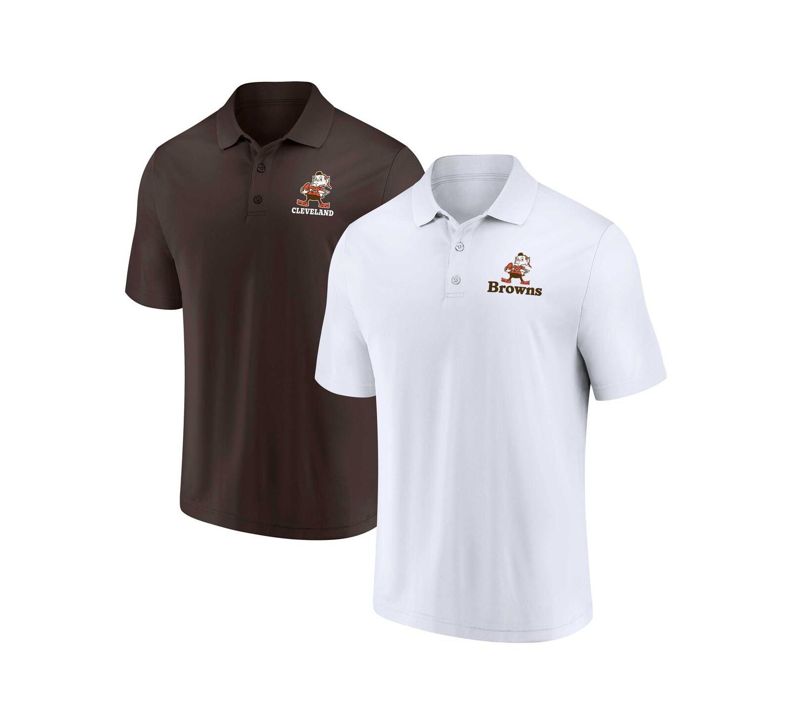 Мужской набор из 2 поло Fanatics Cleveland Browns Throwback белый и коричневый