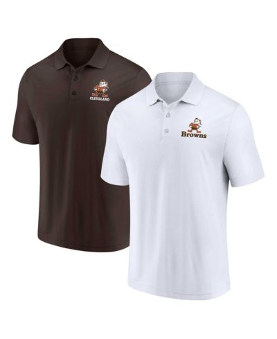 Мужской набор из 2 поло Fanatics Cleveland Browns Throwback белый и коричневый