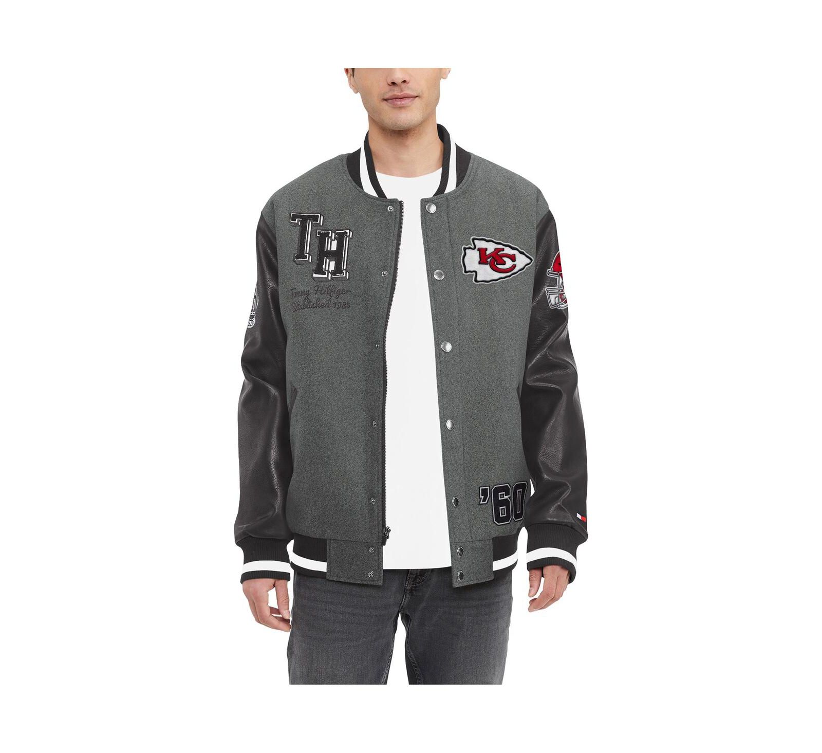 Мужская куртка Tommy Hilfiger Heather Gray, Black Kansas City Chiefs Gunner Full-Zip Varsity