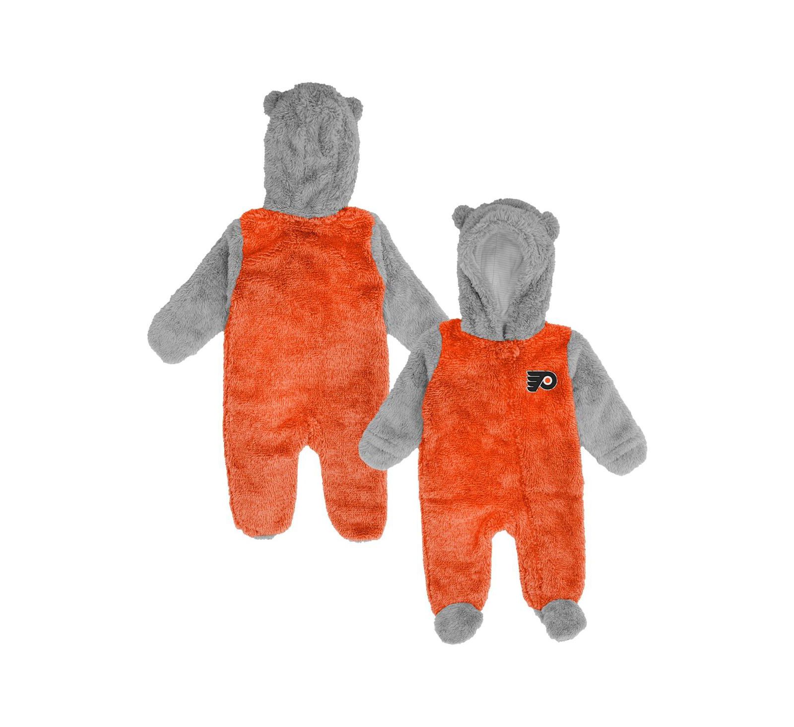 Комбинезон Outerstuff Newborn and Infant Boys and Girls Orange Philadelphia Flyers Game Nap Teddy Fleece Full-Zip Sleeper