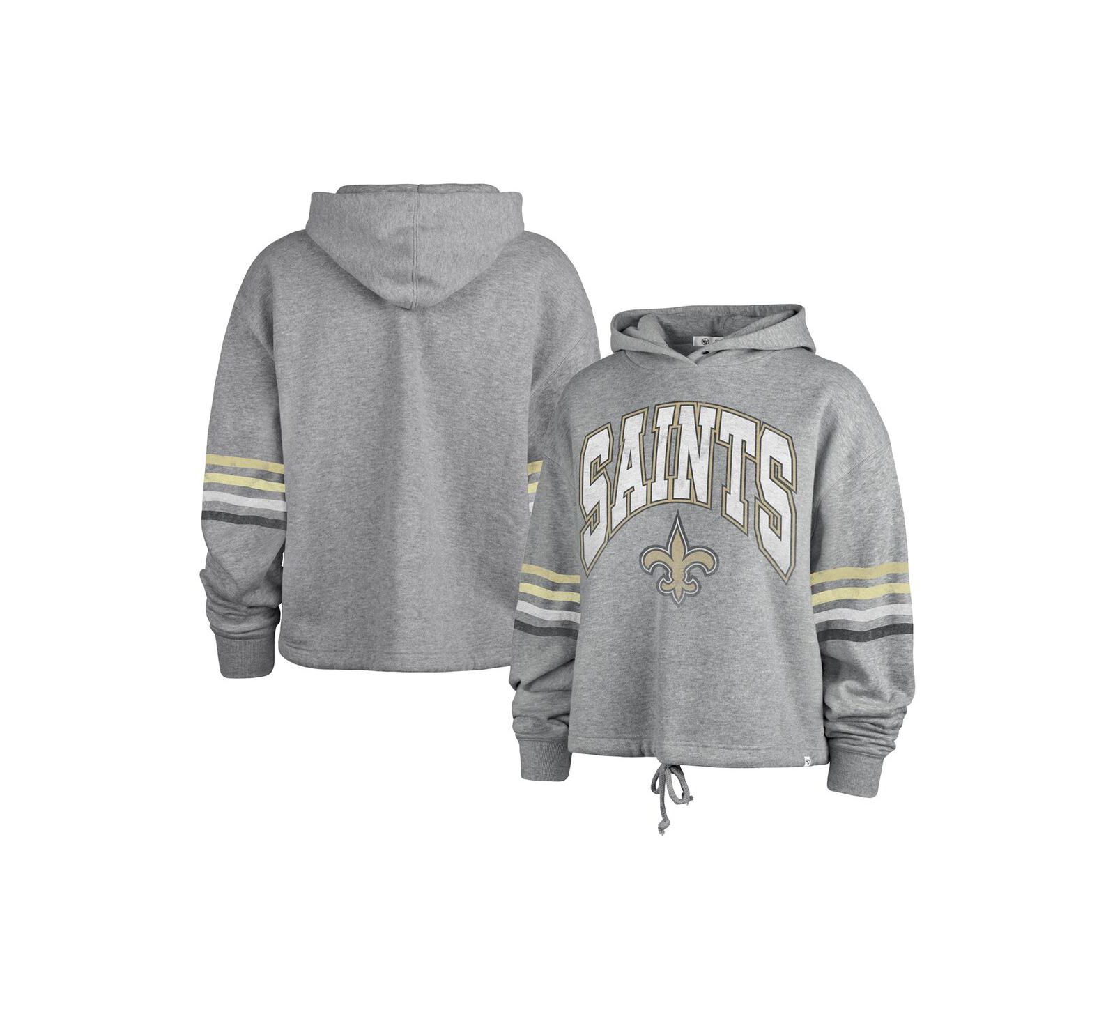Женское худи '47 Brand Heather Gray Distressed New Orleans Saints Upland Bennett Pullover