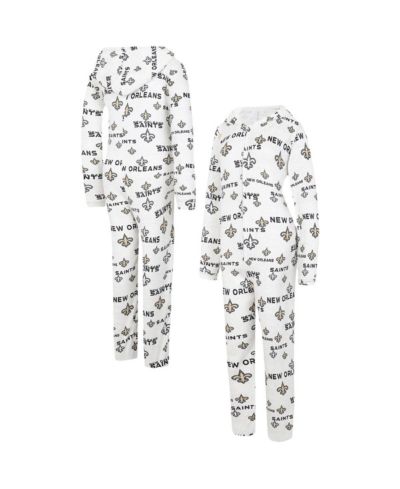 Women's Concepts Sport Cream New Orleans Saints Docket Hoodie Full-Zip Union Suit
