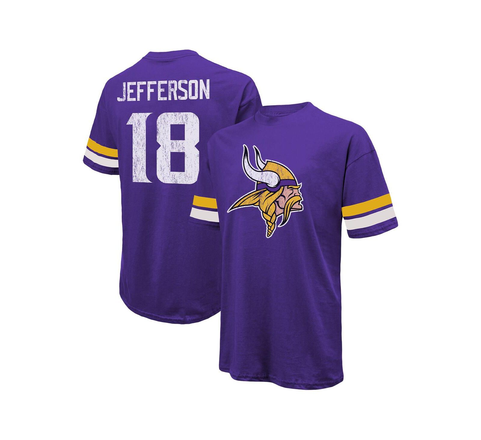 Мужская футболка Majestic Threads Justin Jefferson Minnesota Vikings, оверсайз