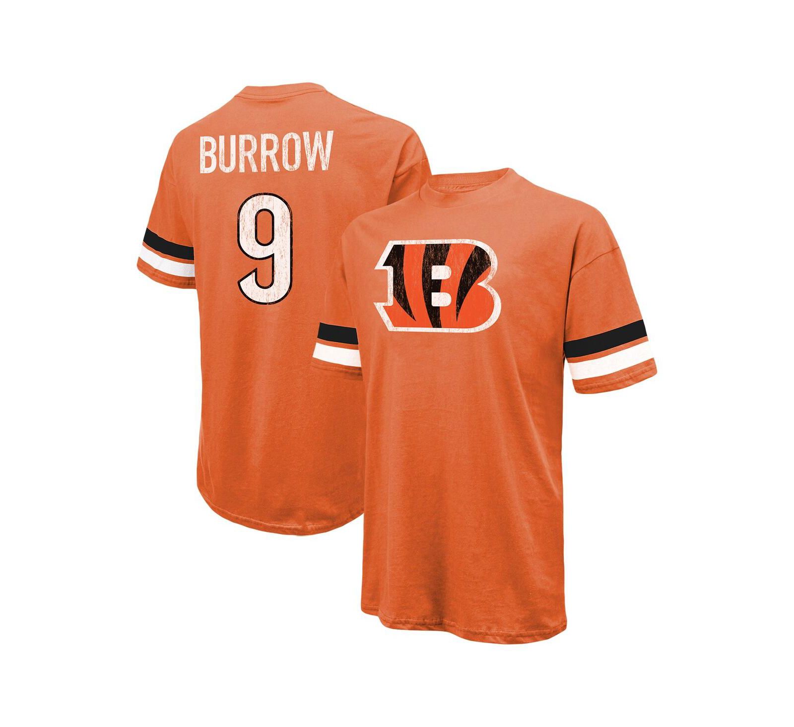 Мужская футболка Majestic Threads Joe Burrow Cincinnati Bengals, оранжевая, oversize fit