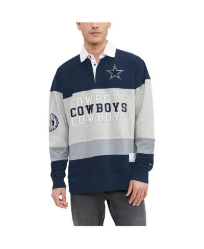Мужская рубашка-поло Tommy Hilfiger Dallas Cowboys Connor Oversized с длинным рукавом, Heather Gray, Navy
