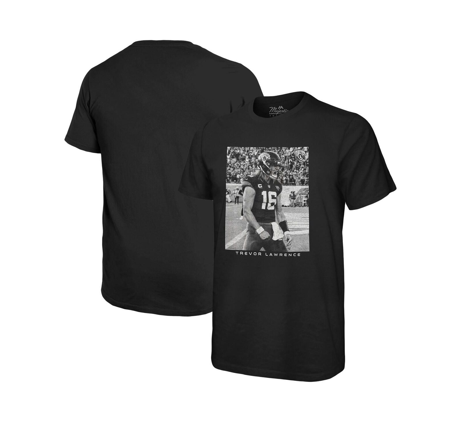 Мужская футболка Majestic Threads Trevor Lawrence Black Jacksonville Jaguars Oversized Player Image