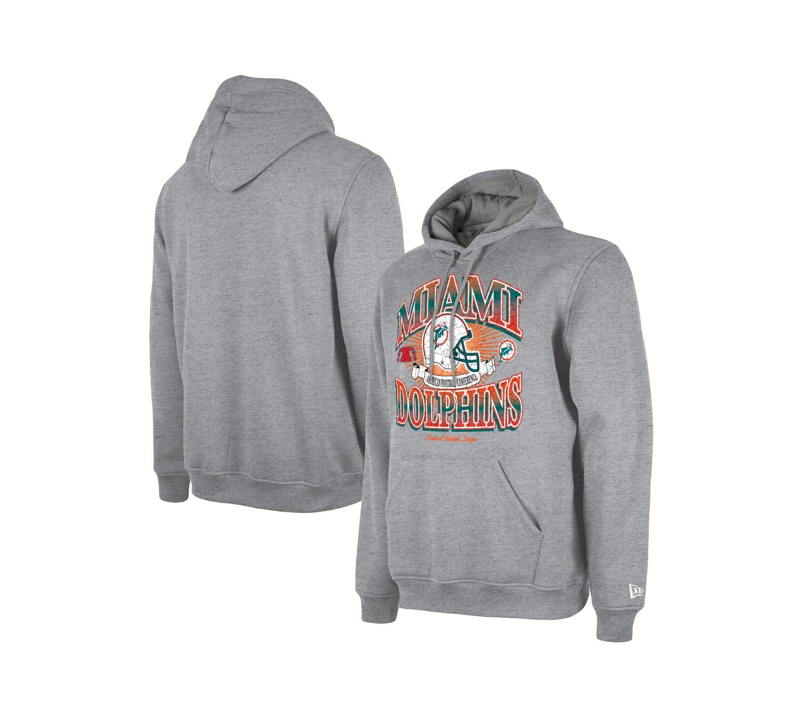 New Era Мужское худи Miami Dolphins Retro, цвет heather gray