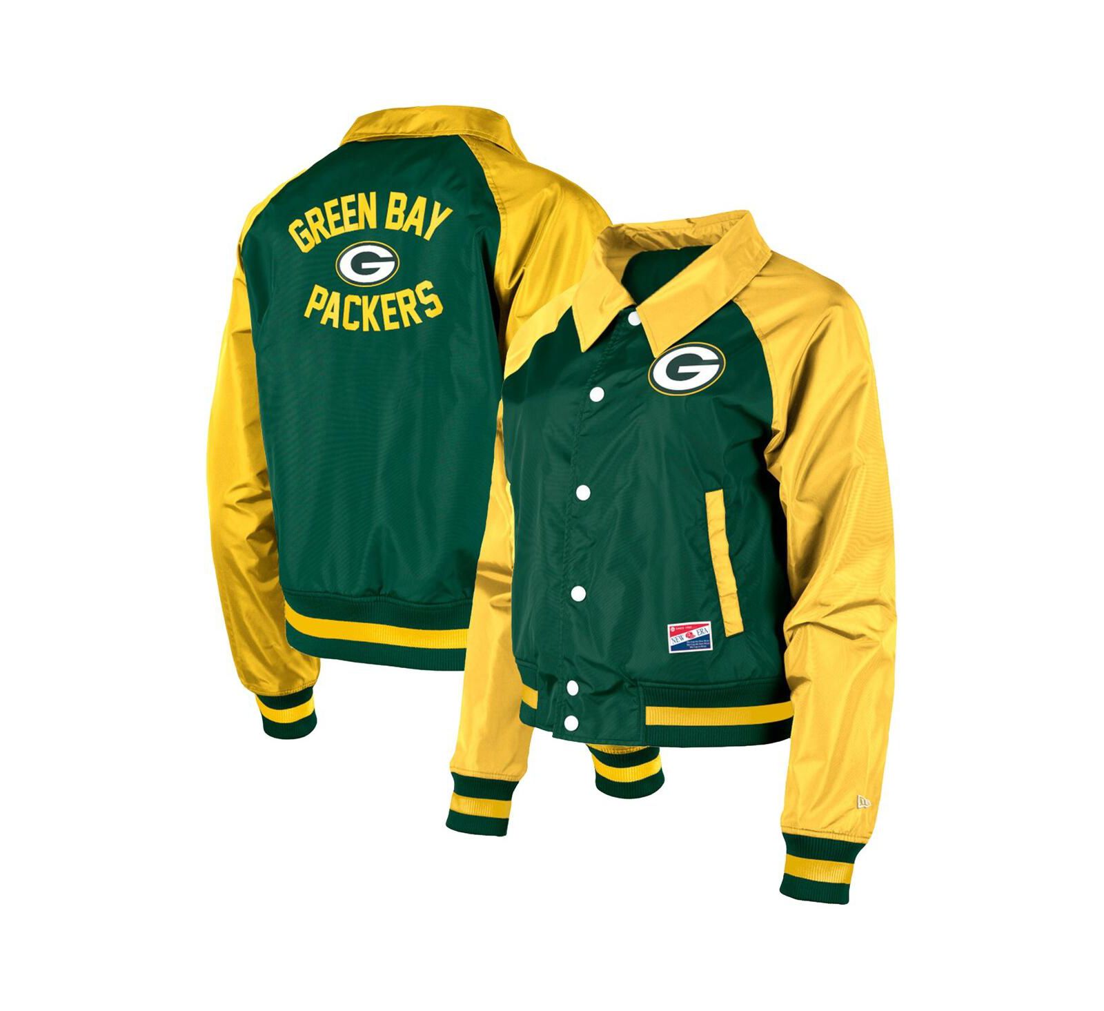 Женская куртка New Era Green Bay Packers Coaches Raglan Full-Snap