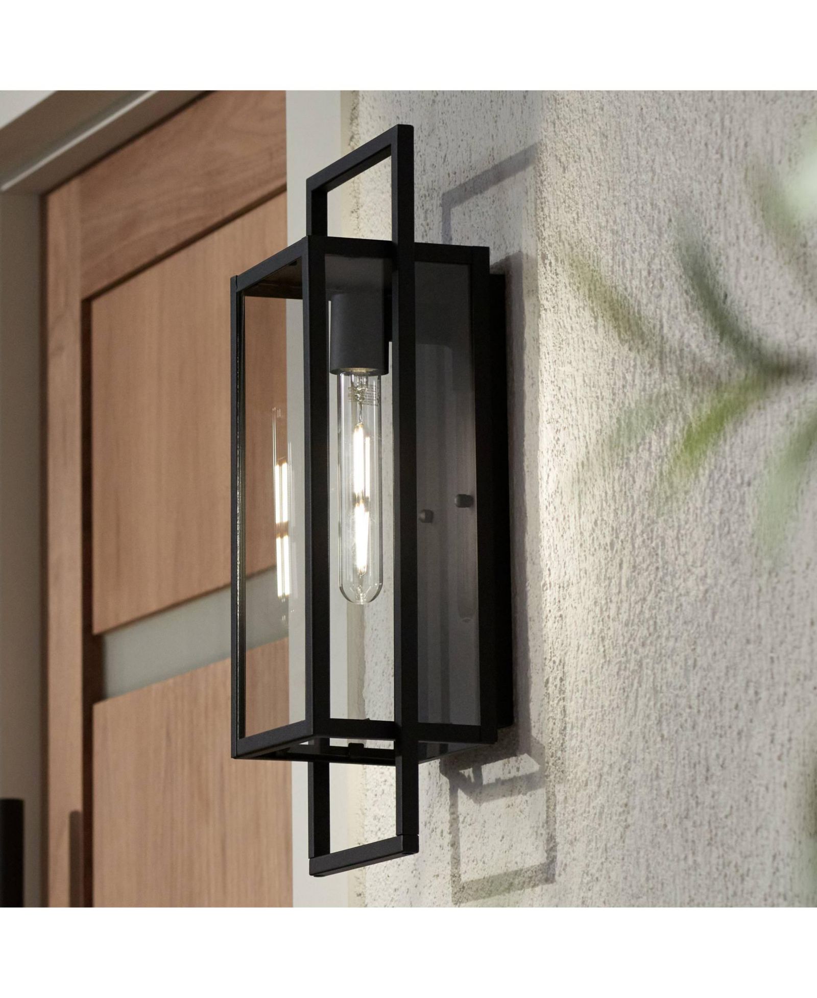 Possini Euro Design Jericho Modern Outdoor Wall Light Fixture Textured Metal 19" Clear Glass Panel for Post Exterior Barn Deck House Porch Yard