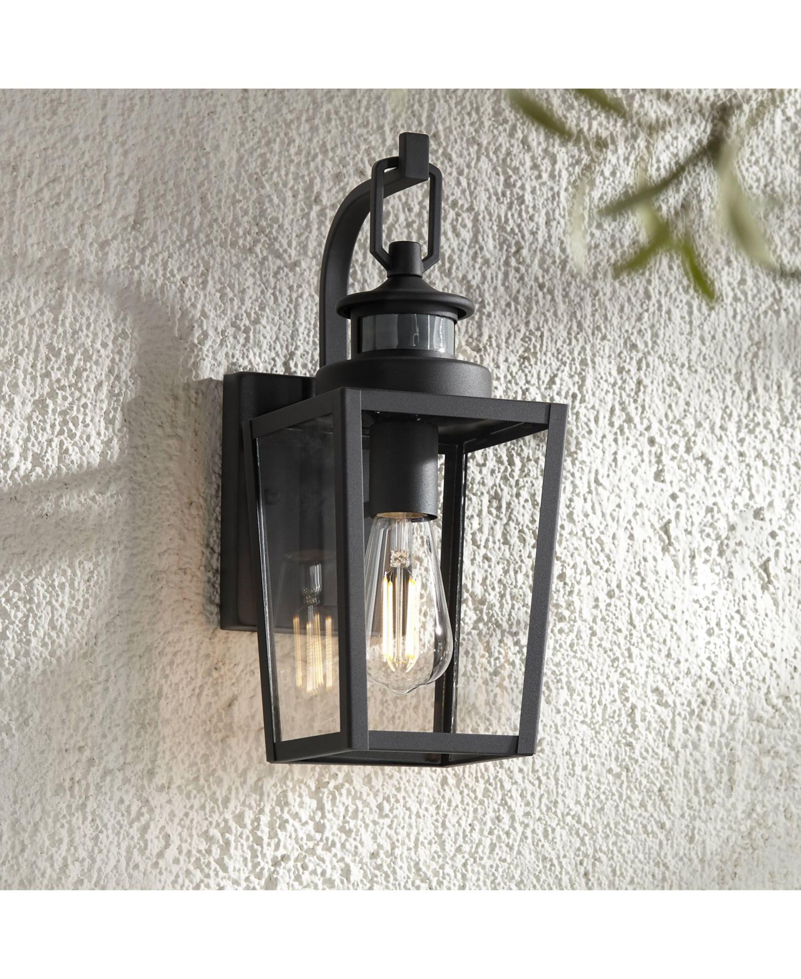 Possini Euro Design Ackerly Modern Outdoor Wall Light Fixture Textured to Dawn Motion Sensor 14" Clear Glass для Post Exterior Barn Deck