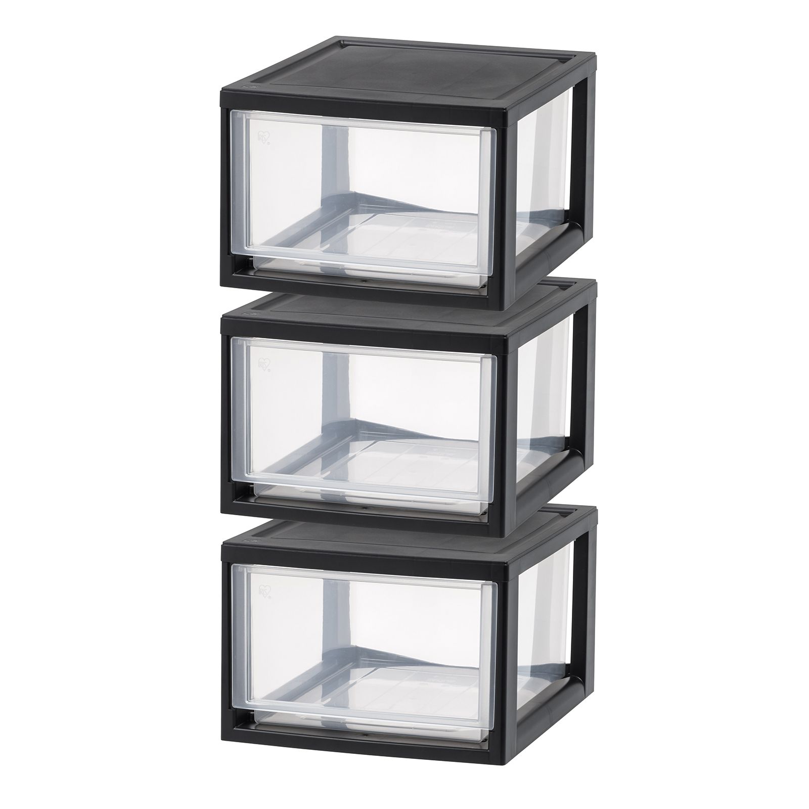 IRIS USA 14.5 qt plastic stacking drawers, 3 pack storage organizers with sliding drawers for bedroom, kitchen, pantry, under sink, dorm or office use