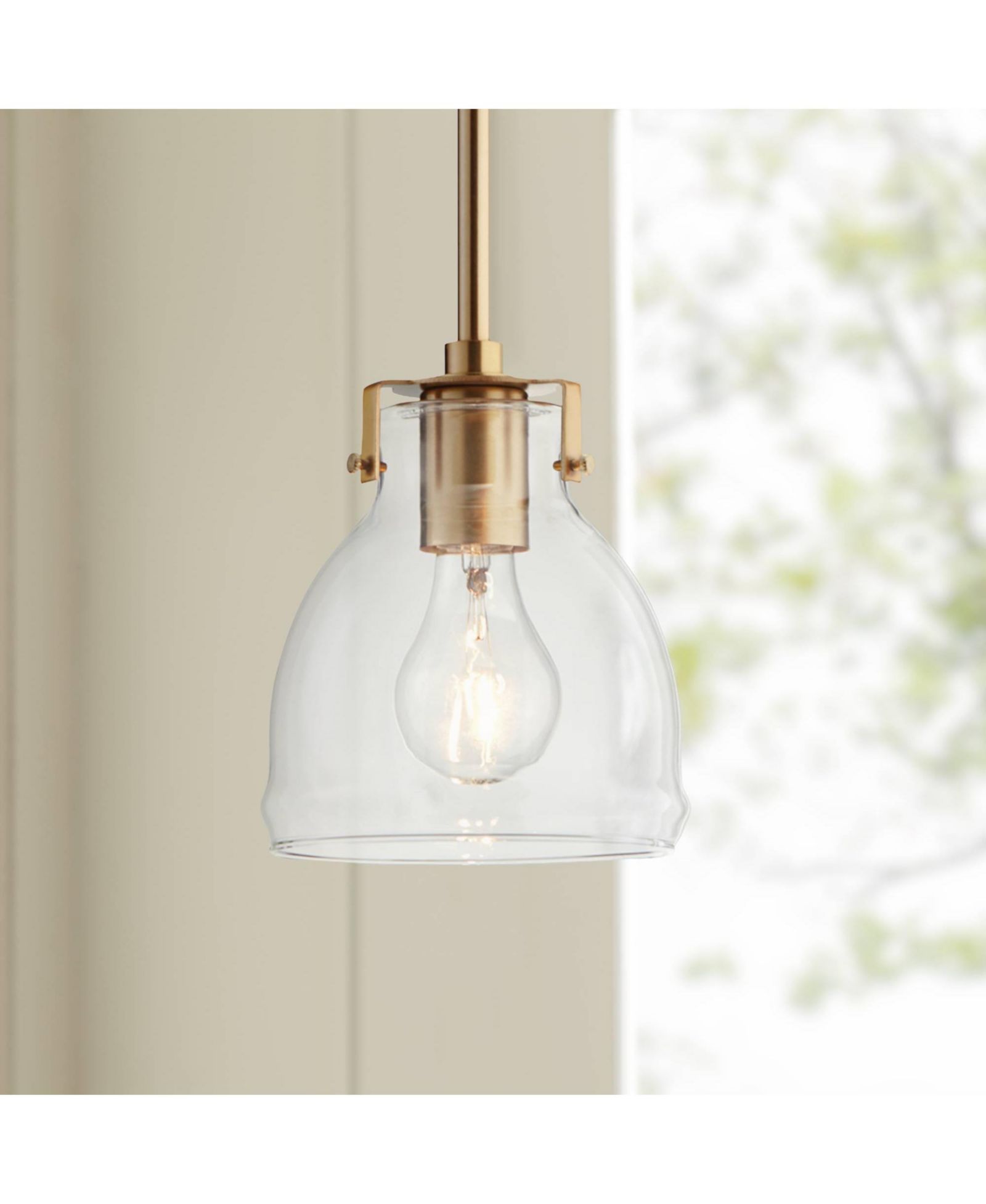 Possini Euro Design Soft Gold 6" Wide Clear Glass Shade Farmhouse Industrial Rustic Fixture Mini Pendant