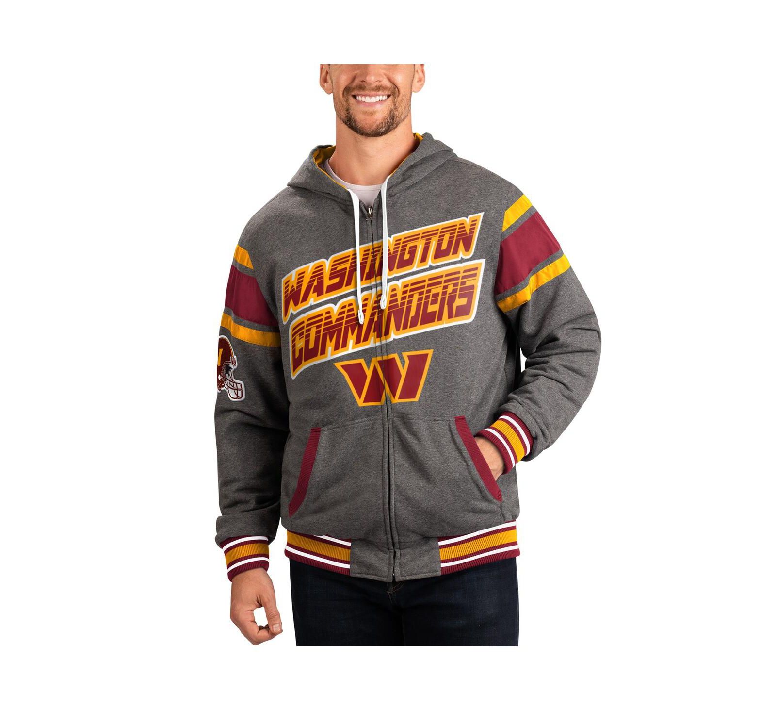 Men's G-III Sports by Carl Banks Burgundy, Gray Washington Commanders Extreme Full Back Reversible Hoodie Full-Zip Jacket
