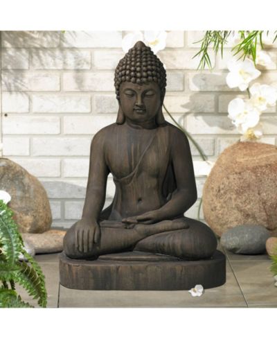Статуэтка сидящего Будды John Timberland Zen Asian Decor Outdoor Garden Yard Dark Sandstone Faux Stone Finish 29 1/2" High