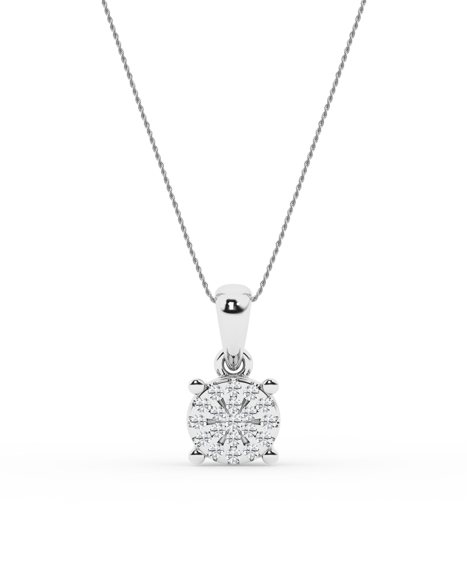 Diamond Cluster Pendant Necklace in Sterling Silver (1/10 ct. t.w.)