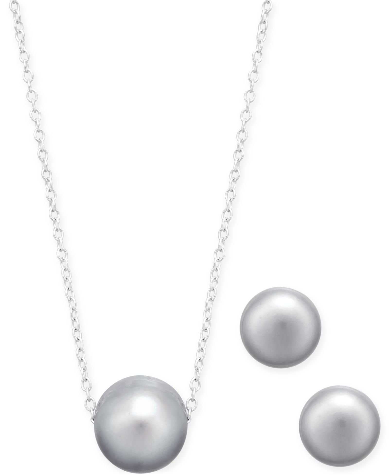 Cultured Freshwater Pearl Classic Jewelry Set in Sterling Silver (8-10mm)