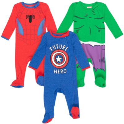 Детский комплект комбинезонов Avengers Baby Boys Marvel 3 Pack Zip Up Sleep N' Play