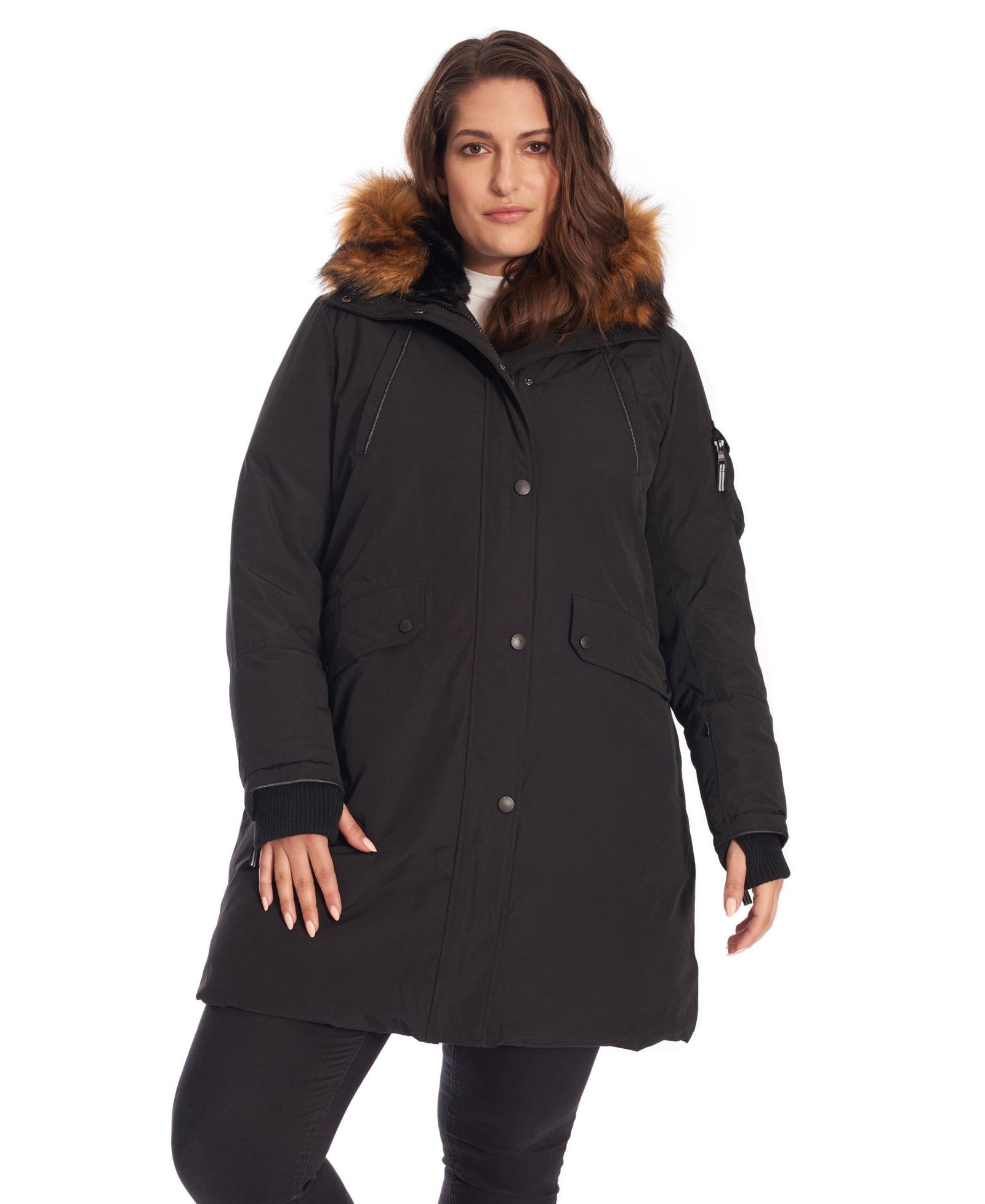 Alpine North Plus Size Laurentian Long Winter Parka with Faux Fur Hood