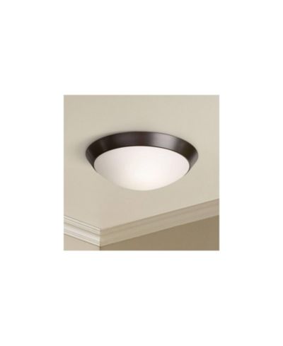 Possini Euro Design Davis Modern Ceiling Light Flush Mount Fixture 13" Wide Oil Rubbed Bronze 2-Light Frosted Glass Dome Shade for Bedroom Kitchen