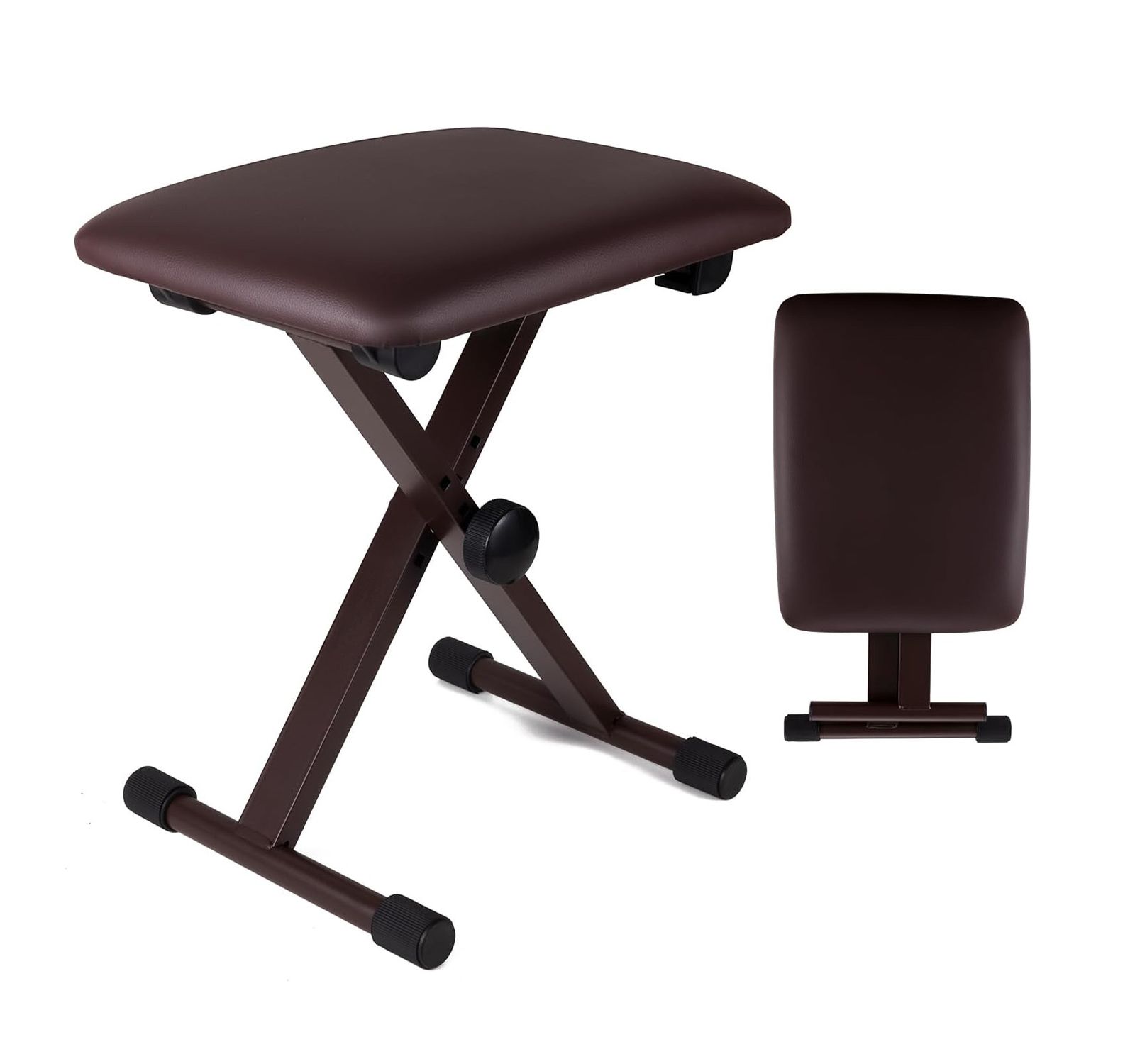 5 Core Keyboard Bench 2" Padded Cushioned Piano Stool Height Adjustable Guitar Seat Folding Portable - KBB 02 BR