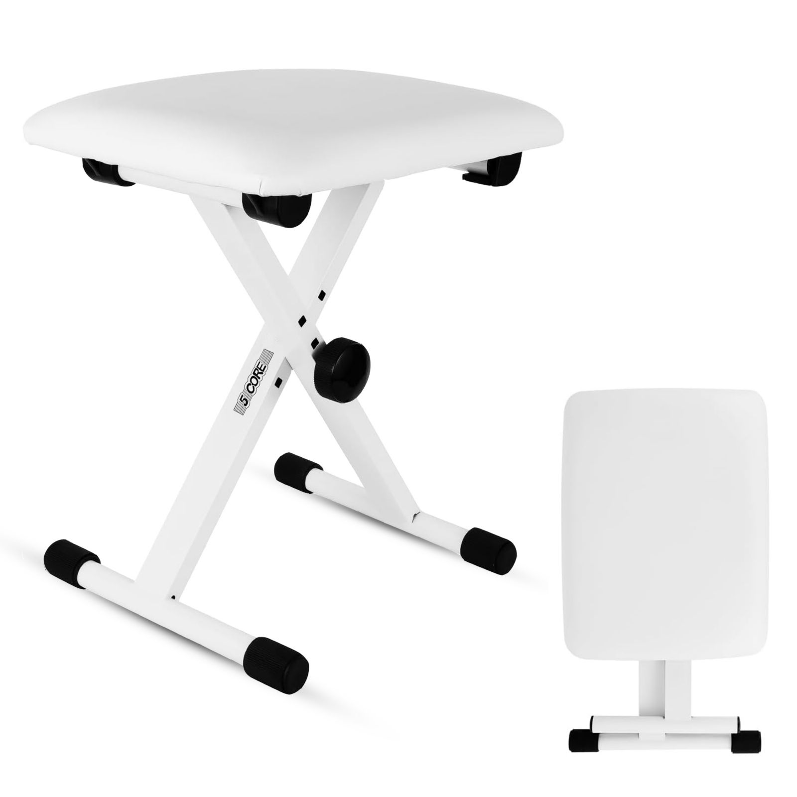 5 Core Keyboard Bench 2" Padded Cushioned Piano Stool Height Adjustable Guitar Seat Folding Portable - KBB 02 WH