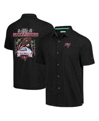 Мужская рубашка Tommy Bahama Black Tampa Bay Buccaneers Tidal Kickoff Camp с коротким рукавом