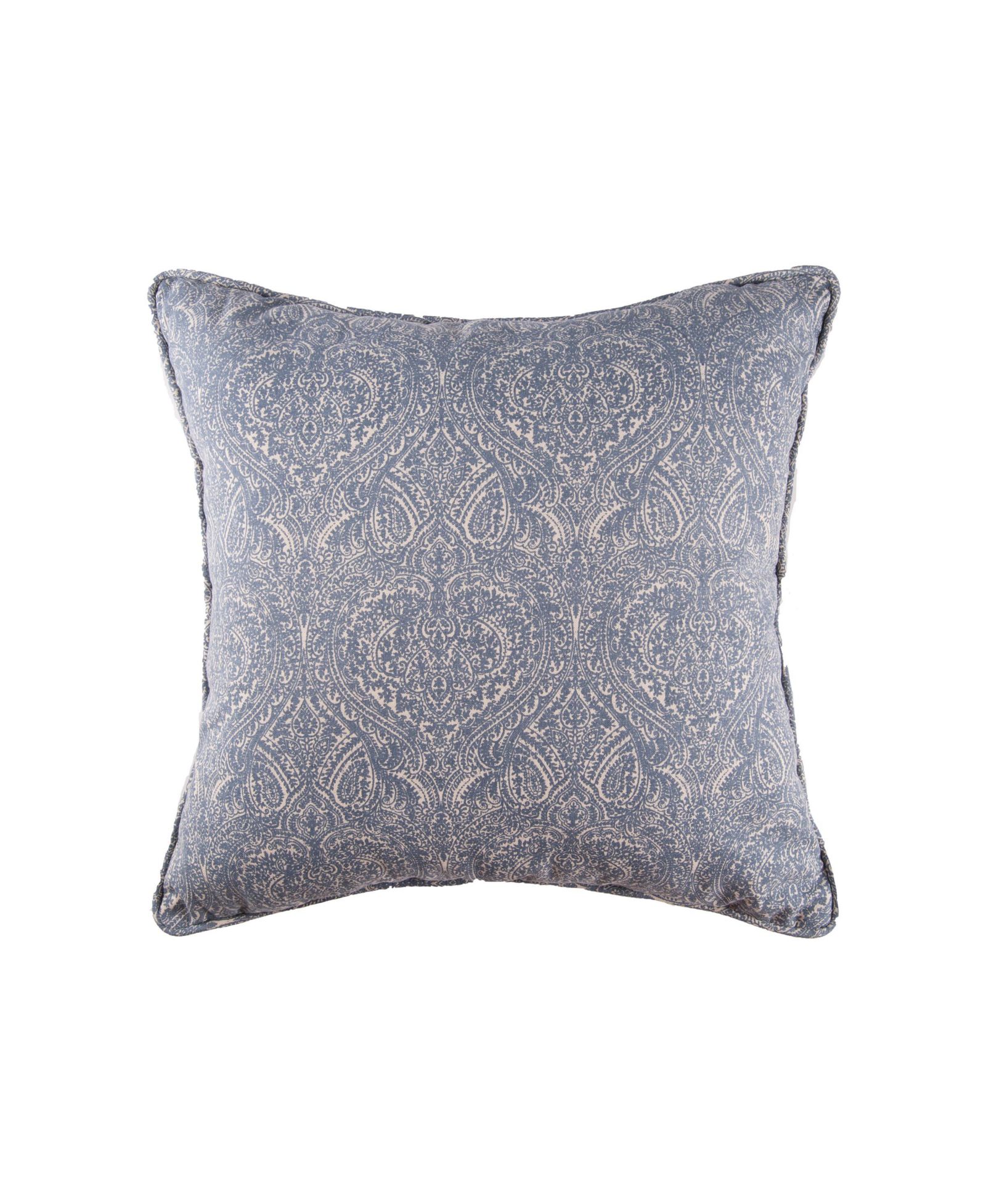 Desiree Damask Blue Cotton Decor Throw Pillow, 18" x 18"