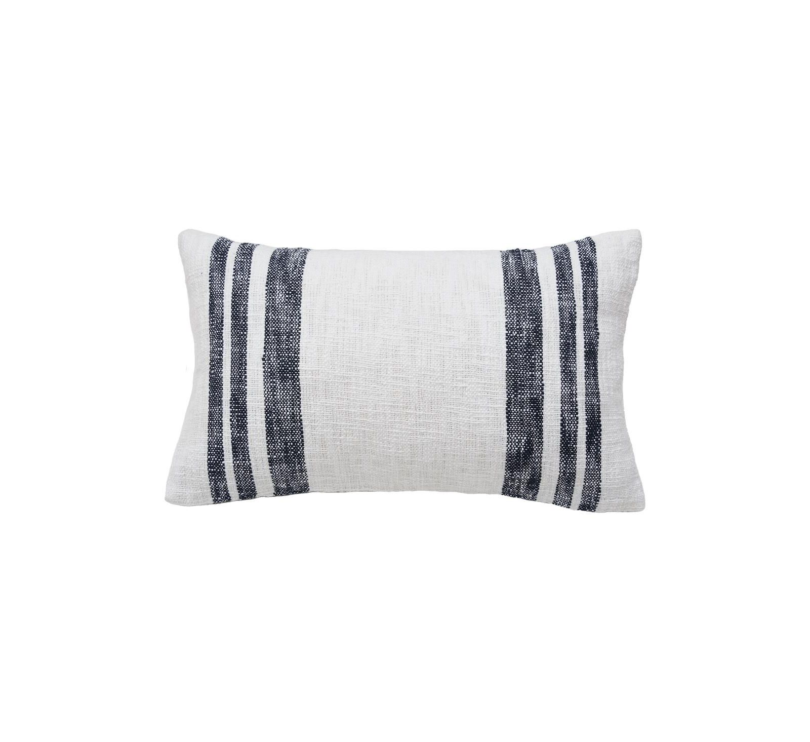 carol & frank Morgan Onyx Woven Striped Chambray Luxury Premium Rectangle Accent Pillow