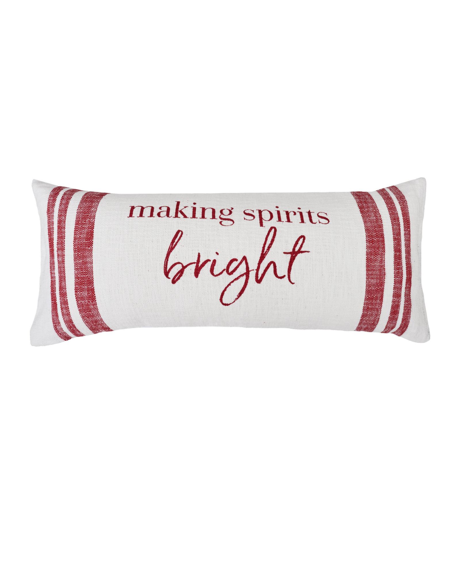 Morgan "Making Spirits Bright" Striped Woven Christmas Accent Throw Pillow, 15" x 35"