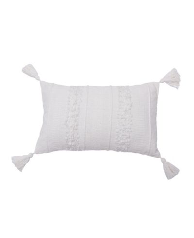 Декоративная подушка Barton Ivory White в полоску 14" x 22" с кисточками