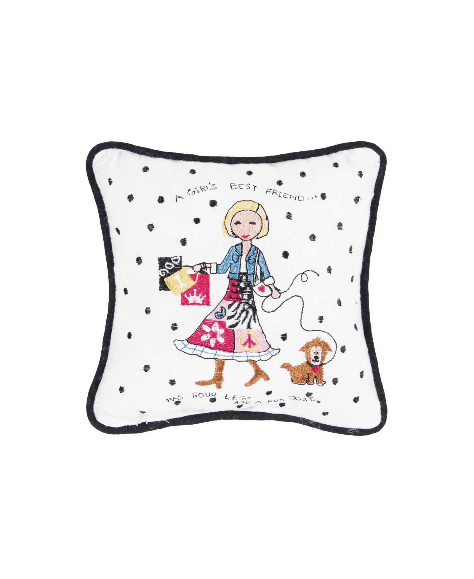 Peace Love and Puppies Small/Petite Embroidered Accent Pillow, 8" x 8"