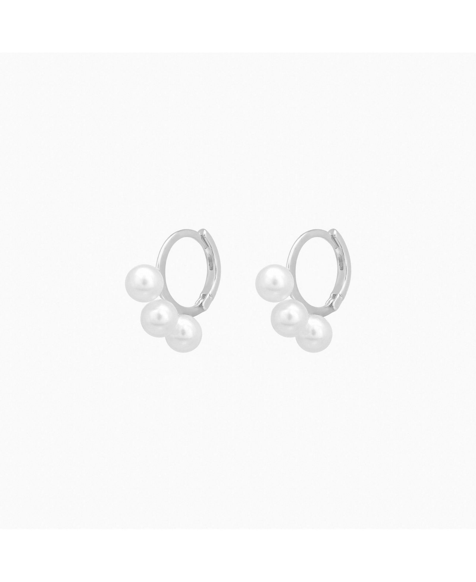 Серьги Bearfruit Jewelry Sterling Silver 18k Gold Plated Triple Pearl Minimal Accent