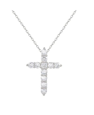 Suzy Levian Sterling Silver Подвеска-крестик с кубическим цирконием
