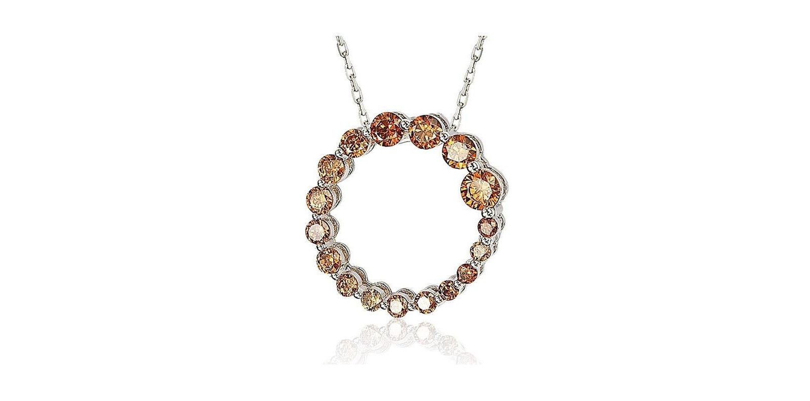Suzy Levian Sterling Silver Cubic Zirconia Circle Journey Pendant Necklace