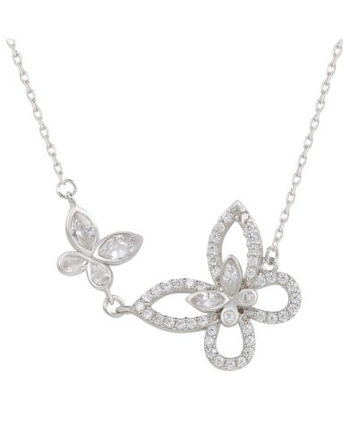 Ожерелье Suzy Levian Sterling Silver Cubic Zirconia Mother Daughter Double Butterfly