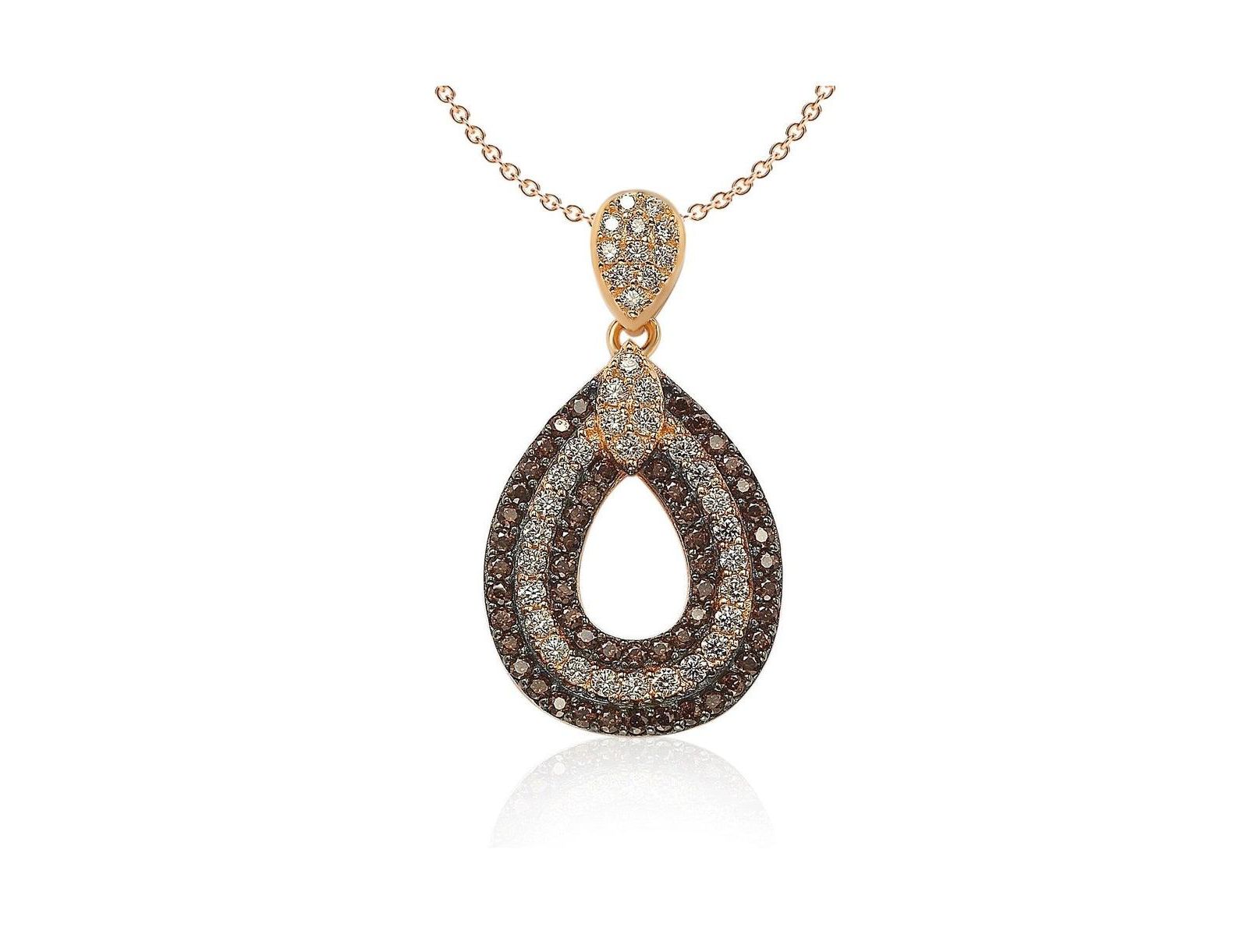 Suzy Levian Sterling Cubic Zirconia Triple Row Tear Drop Dangle Pendant Necklace