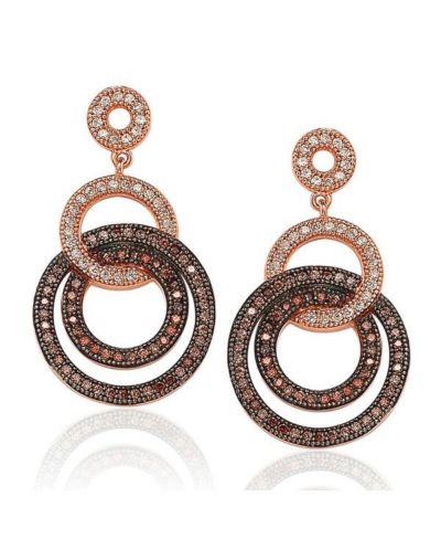 Серьги Suzy Levian Sterling Silver Cubic Zirconia Looped Circle Drop Dangle Earrings