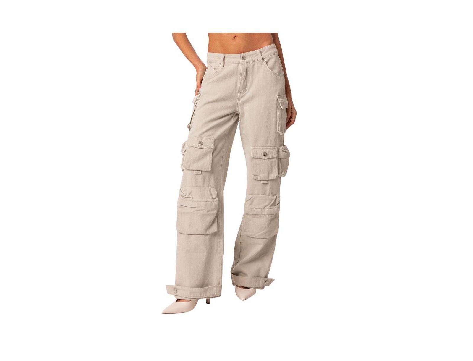 Edikted Women's Oversize Boyfriend Cargo Jeans with Pockets