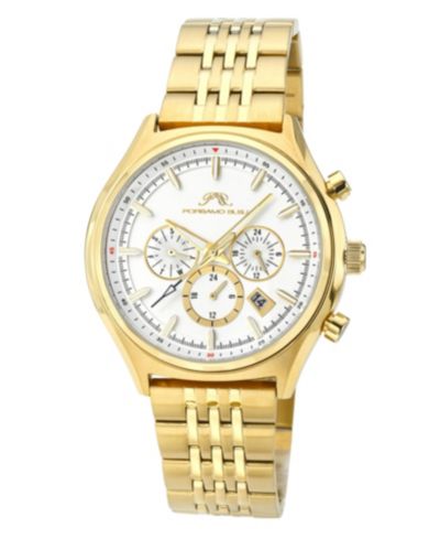 Porsamo Bleu Men's Charlie Multifunction Gold Tone Stainless Steel Bracelet Watch 45 mm