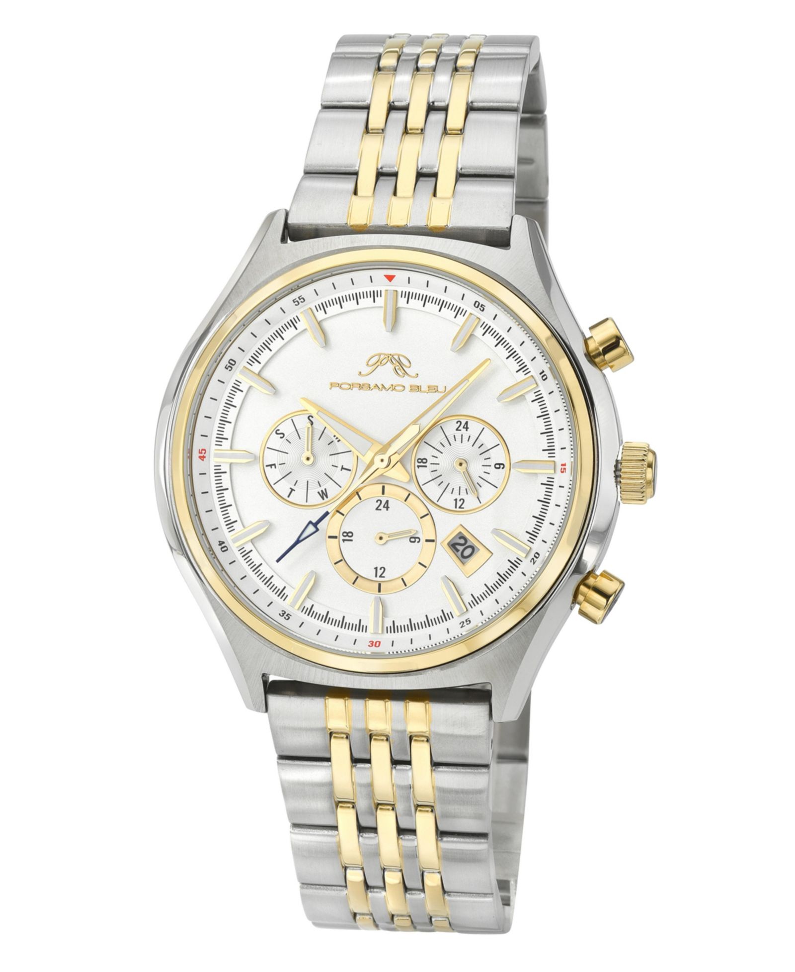 Porsamo Bleu Men's Charlie Multifunction Two-Tone Stainless Steel Bracelet Watch 45 mm
