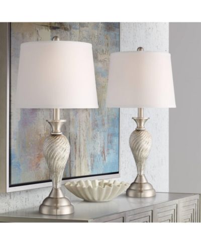 Regency Hill Arden Modern Table Lamps 25" High Set of 2 Mercury Glass Twist Empire Bell Shade for Bedroom Living Room Bedside Nightstand House